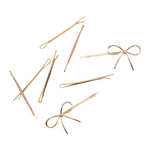 Metal Enamel Cloud & Bow Bobby Pins 8pc Set - Rosewood